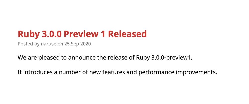 Cover for Ruby 3.0.0 Preview 1 Released