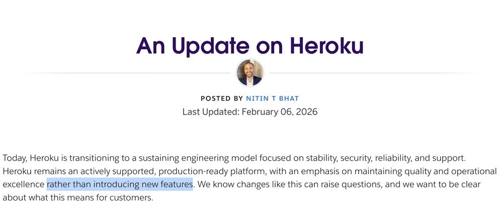 Cover for Heroku is going into maintenance mode