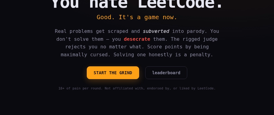 Cover for GRIND404: I turned my "Passion" for LeetCode into a playable arcade game