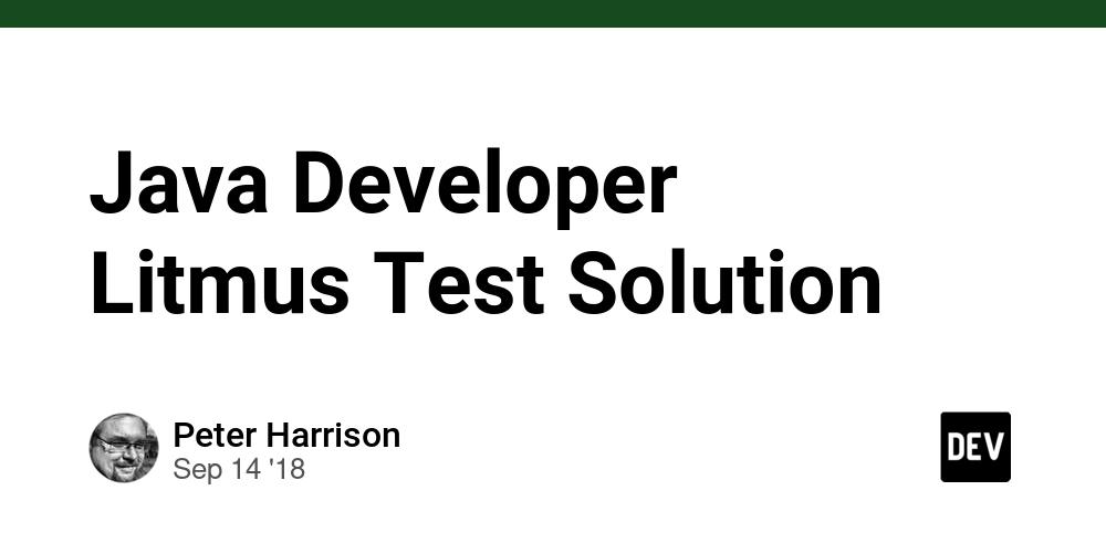 Cover for Java Developer Litmus Test Solution