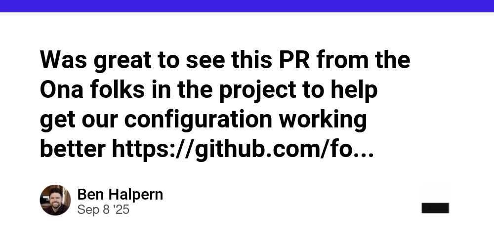 Cover for Was great to see this PR from the Ona folks in the project to help get our configuration working better https://github.com/forem/forem/pull/22307 Ona (formerly GitPod) continues to be a really really interesting player in development productivity