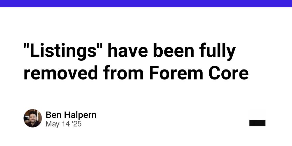 Cover for "Listings" have been fully removed from Forem Core