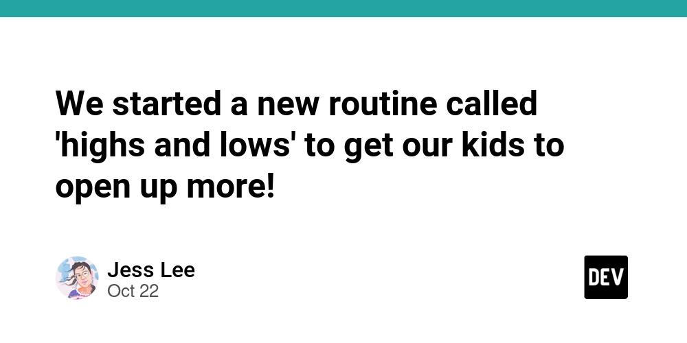 Cover for We started a new routine called 'highs and lows' to get our kids to open up more!