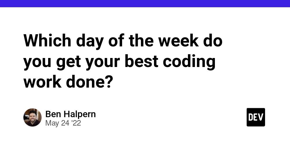 Cover for Which day of the week do you get your best coding work done?