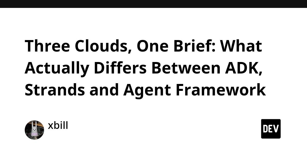 Cover for Three Clouds, One Brief: What Actually Differs Between ADK, Strands and Agent Framework
