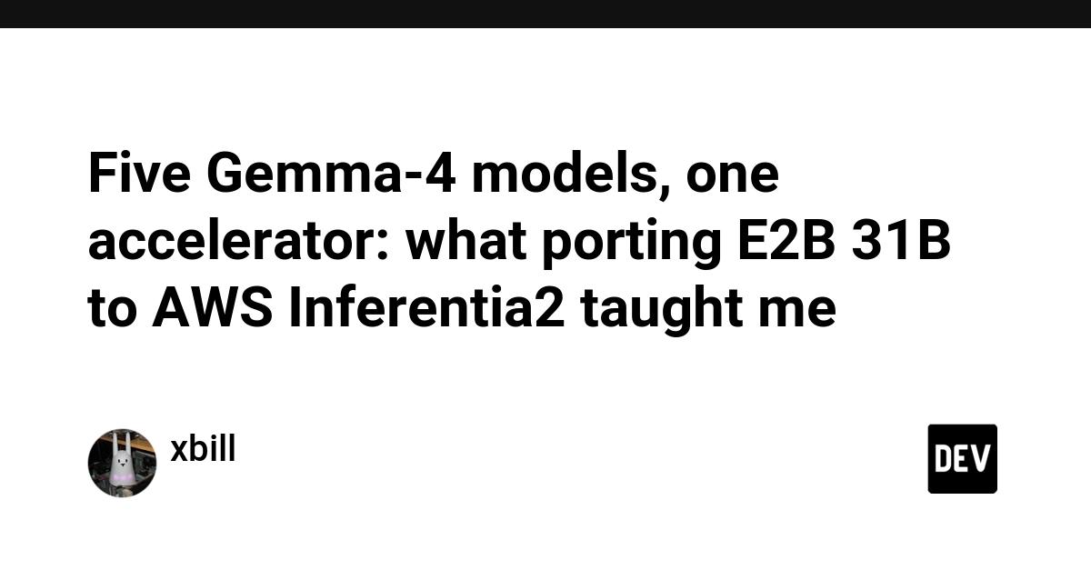 Cover for Five Gemma-4 models, one accelerator: what porting E2B 31B to AWS Inferentia2 taught me