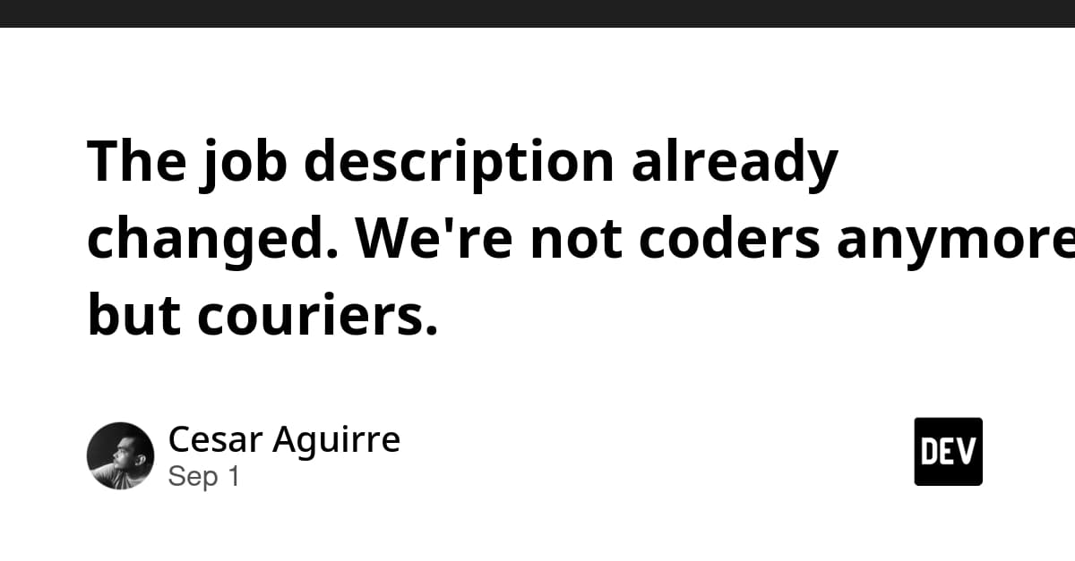 Cover for The job description already changed. We're not coders anymore, but couriers.