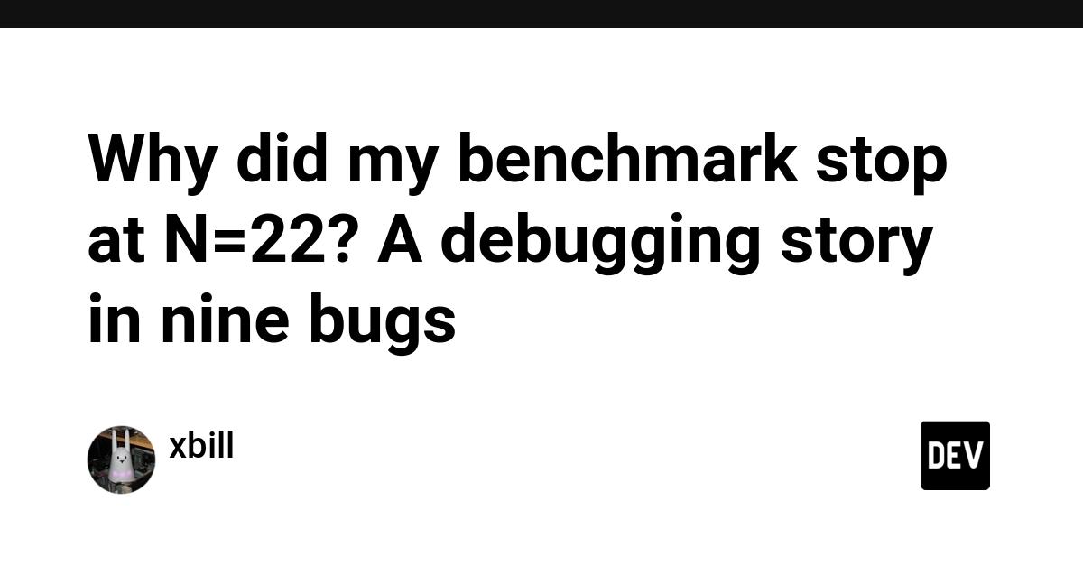 Cover for Why did my benchmark stop at N=22? A debugging story in nine bugs