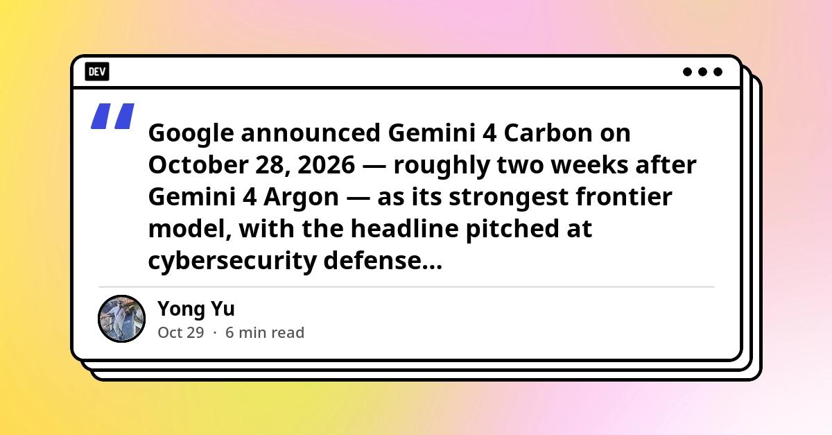 Cover for Gemini 4 Carbon Is #1 on AA Index — Still Fairwind-Only: Cyber Benches, $2/$10 $4/$20, and What to Do Before the API