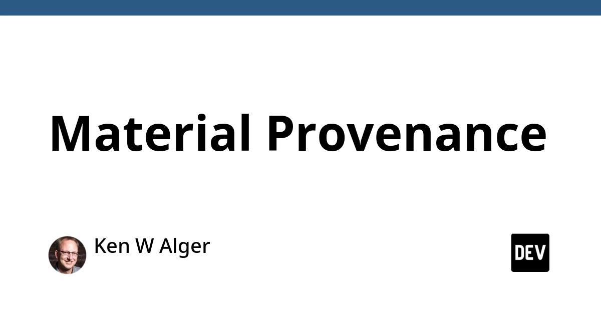 Cover for Material Provenance